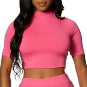 Naked Wardrobe Vibrant Pink Crop Top